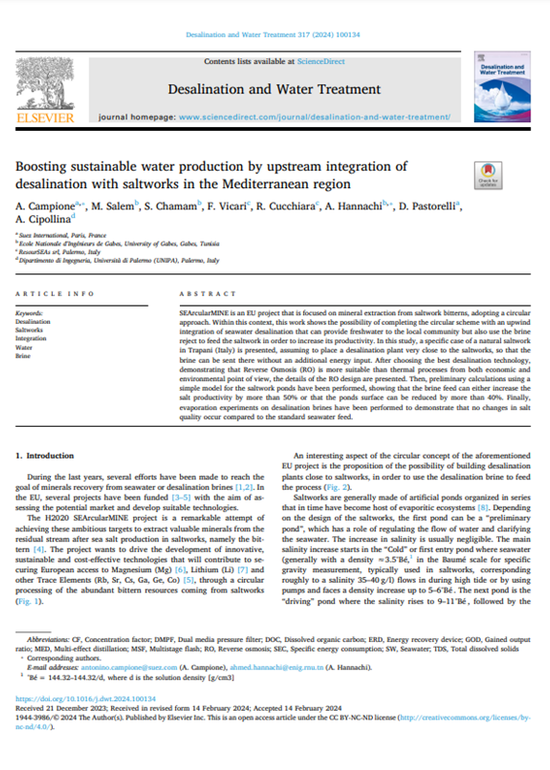 Boosting sustainable water production by upstream integration of desalination with saltworks